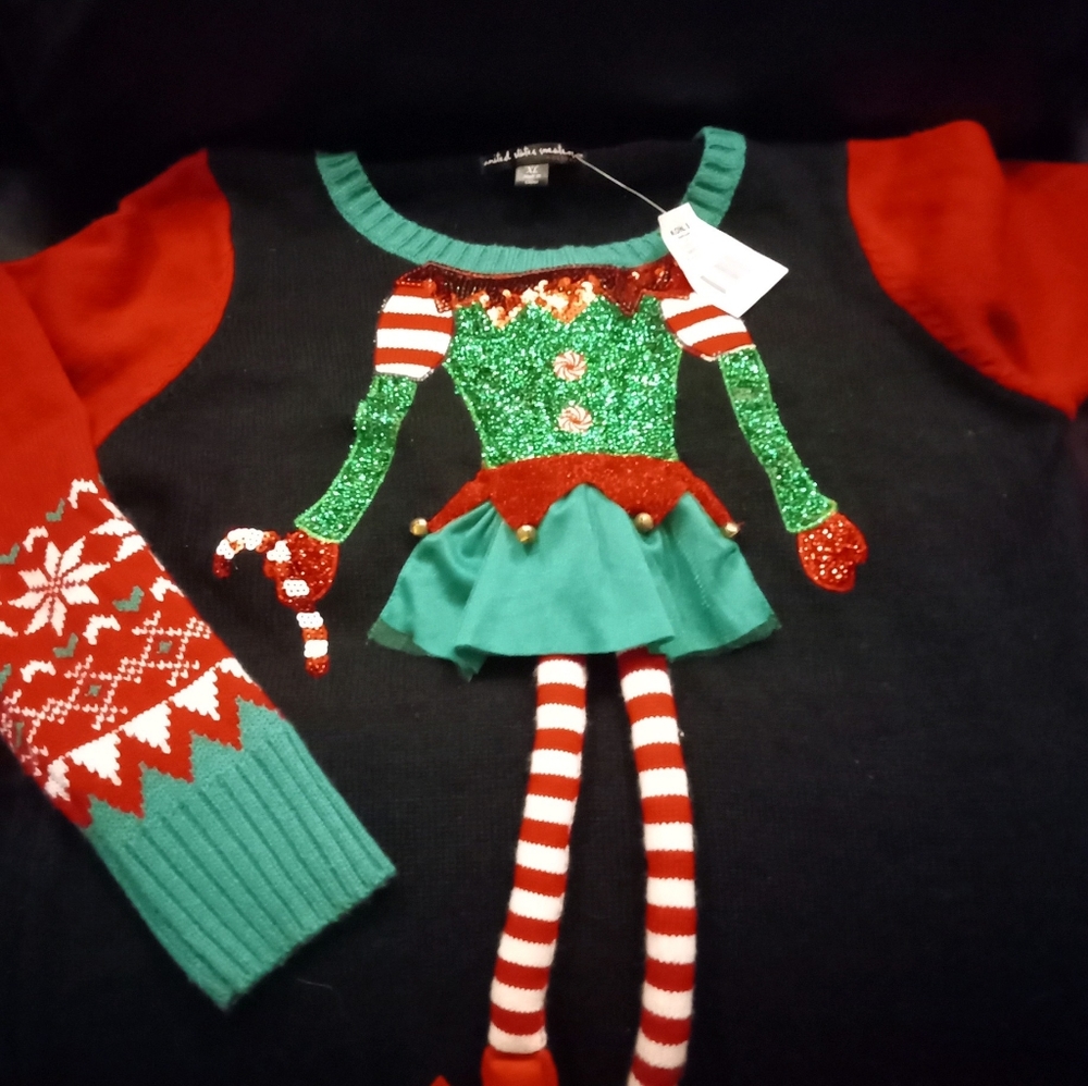 Women's Tunic Style Ugly Christmas Sweater, Size XL